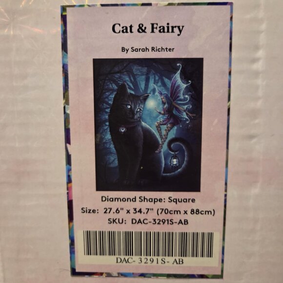 Diamond Art Club Square Kit Cat & Fairy By Sarah Richter Opened/Unused